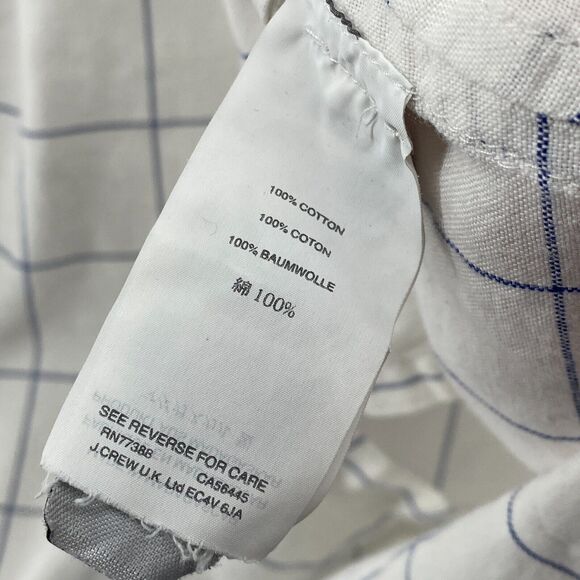 MADEWELL Top Womens XL Windowpane Button Front Tie Sleeve Cotton Off White - Picture 8 of 11